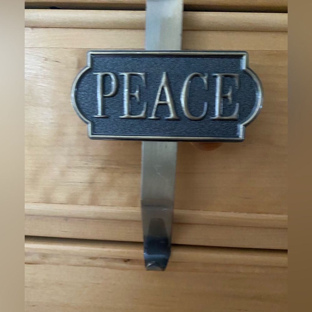 Peace Brass Embossed Framed Christmas Stocking Holder